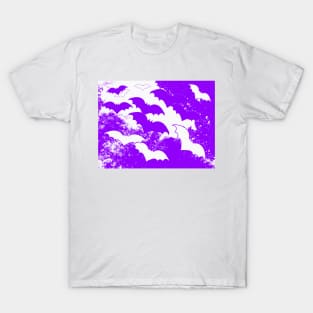 White Bats In Flight  Purple T-Shirt